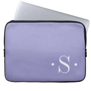 Elegant Lavender Purple Monogram Laptop Sleeve