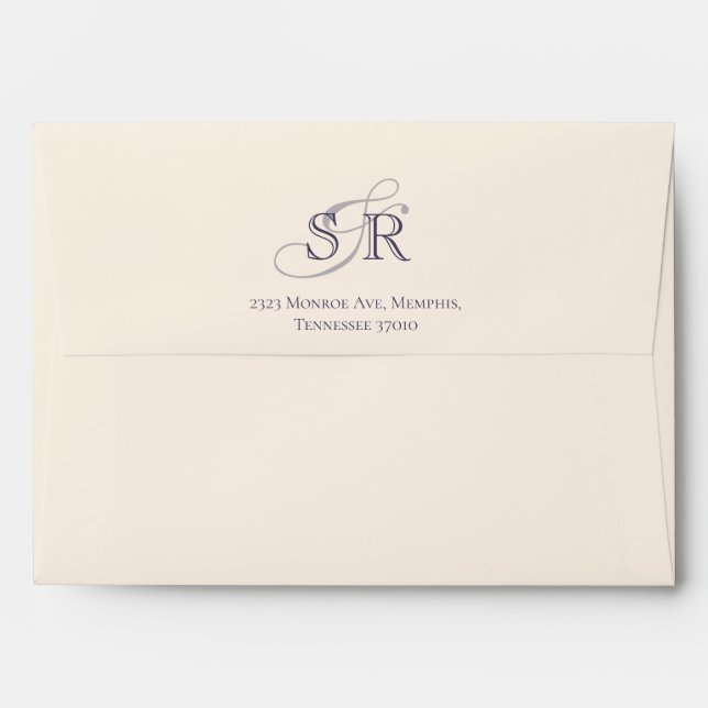 Elegant Lavender Purple Monogrammed Wedding Envelope (Back (Top Flap))