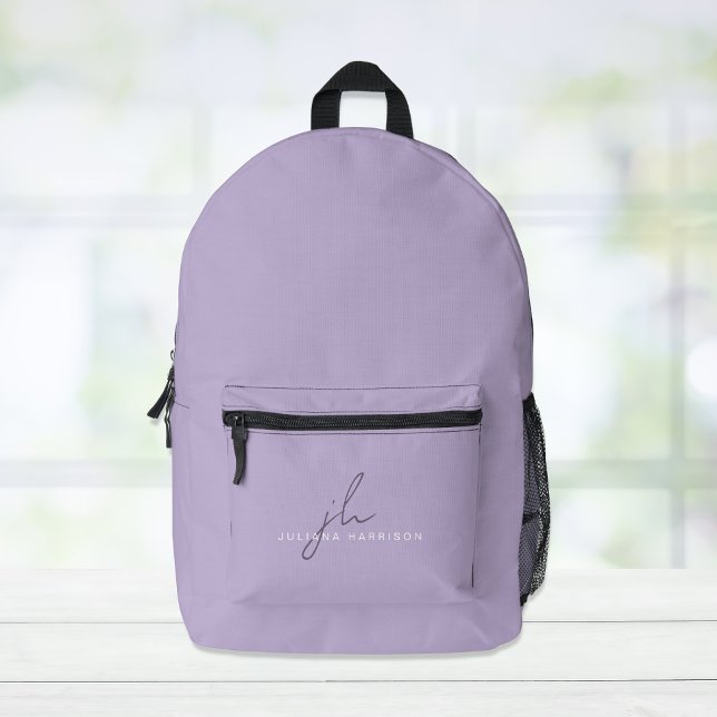 Elegant Lavender Purple Personalised Printed Backpack (Creator Uploaded)
