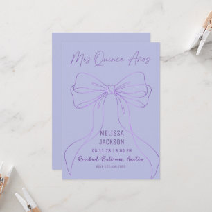 Elegant Lavender Purple Ribbon Bow Quinceanera Invitation
