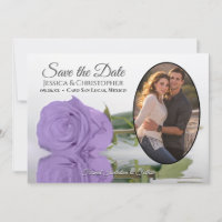 Elegant Lavender Purple Rose Oval Photo Wedding
