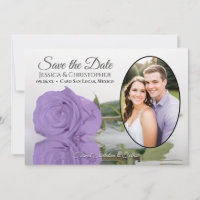 Elegant Lavender Purple Rose Oval Photo Wedding