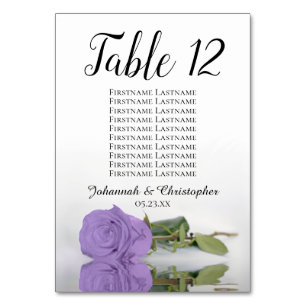 Elegant Lavender Purple Rose Seating Chart Wedding Table Number