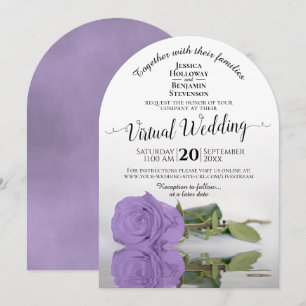 Elegant Lavender Purple Rose Virtual Wedding Invitation