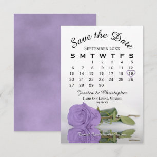 Elegant Lavender Purple Rose Wedding Calendar Save The Date