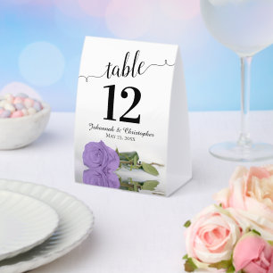 Elegant Lavender Purple Rose Wedding Table Number