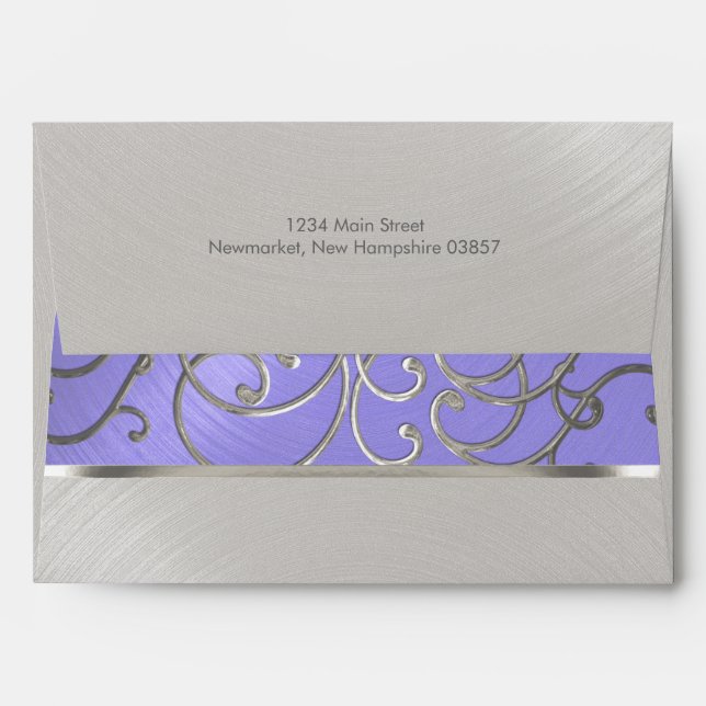 Elegant Lavender Purple Silver Filigre Envelopes (Back (Top Flap))