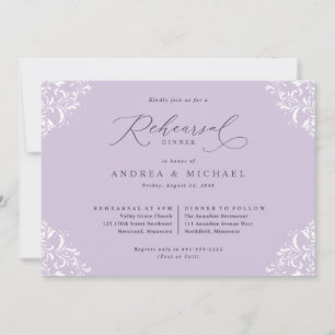 Elegant Lavender Purple Wedding Rehearsal Dinner Invitation