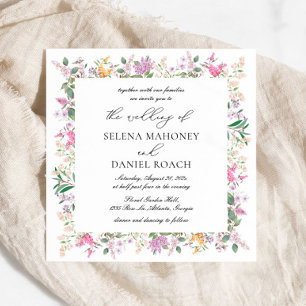 Elegant Lavender Purple Wildflowers Wedding Invitation