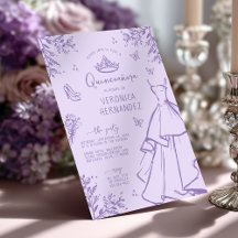 Elegant Lavender Scribble Quinceanera Invitation