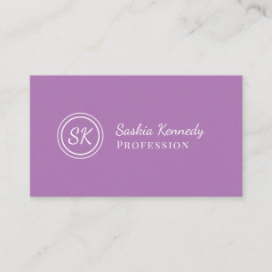 Elegant Lavender Script Professional Monogram Business Card