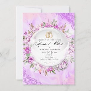 Elegant Lavender Silk Floral Wreath Wedding Invita Invitation
