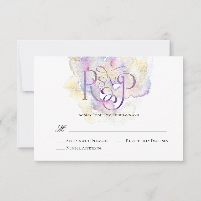 Elegant Lavender Splash Wedding RSVP (Front)