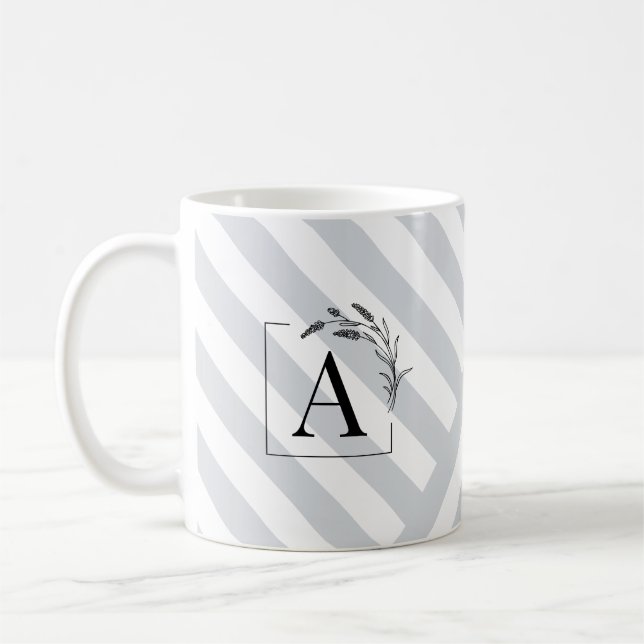 Elegant Lavender Sprigs Monogram Mug (Left)