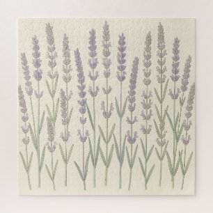 Elegant Lavender Stalks Soft Purple Botanical  Jigsaw Puzzle