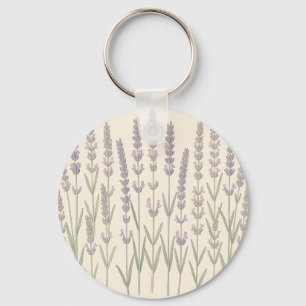 Elegant Lavender Stalks Soft Purple Botanical Key Ring