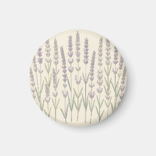 Elegant Lavender Stalks Soft Purple Botanical  Magnet