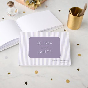 Elegant Lavender Striped Wedding Guest Book