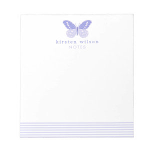 Elegant Lavender Stripes & Butterfly Notepad