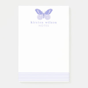 Elegant Lavender Stripes & Butterfly Post-it Notes