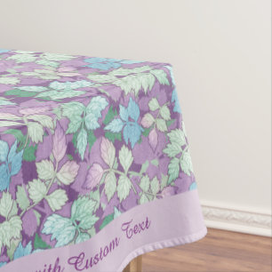 Elegant Lavender Teal Foliage Leaves Personalised Tablecloth