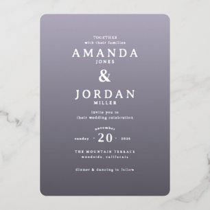 Elegant Lavender Typographic Wedding Invitation