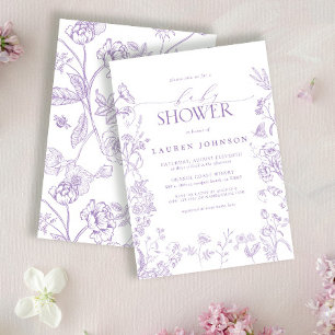 Elegant Lavender Victorian Floral Baby Shower Invitation