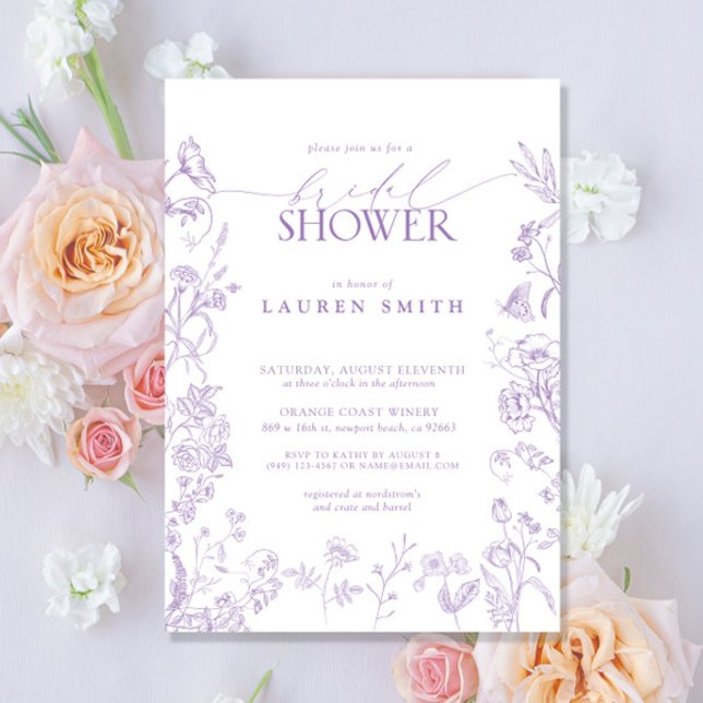 Elegant Lavender Victorian Floral Bridal Shower Invitation (Creator Uploaded)