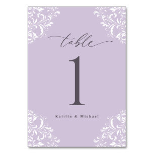 Elegant Lavender Vintage Classic Small Wedding Table Number