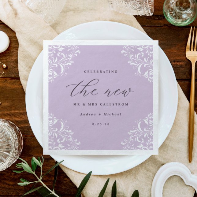 Elegant Lavender Vintage Classic Wedding Napkins (Creator Uploaded)