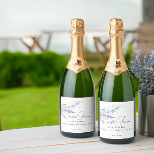 Elegant Lavender Watercolor Bridal Shower Favour Sparkling Wine Label