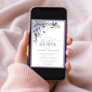 Elegant Lavender Watercolor Floral Bridal Shower Invitation