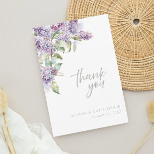 Elegant Lavender Watercolor Floral Wedding Thank You Card