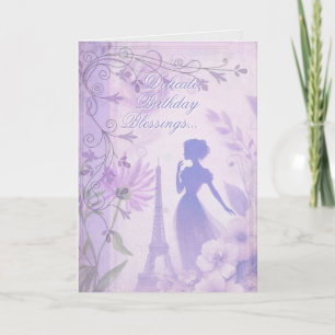 Elegant Lavender Watercolor Lady Birthday Card