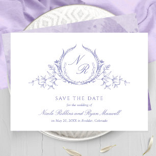Elegant Lavender Watercolor Monogram Calligraphy Save The Date