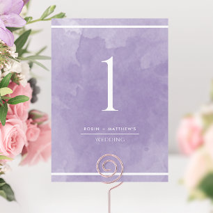 Elegant Lavender Watercolor Table Number