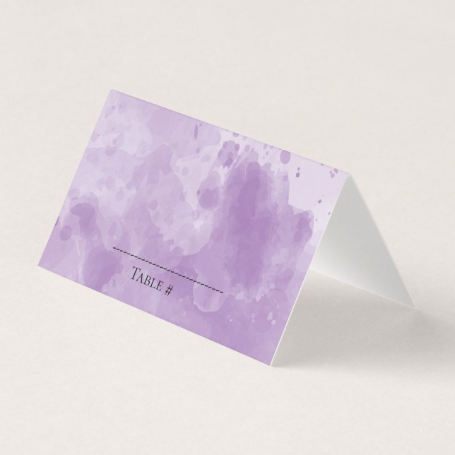Elegant Lavender watercolor wedding place card (Front)