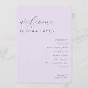 Elegant Lavender Wedding Ceremony Program