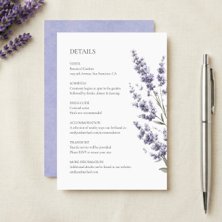 Elegant Lavender Wedding Details Enclosure Card