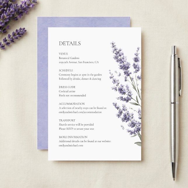 Elegant Lavender Wedding Details Enclosure Card (Creator Uploaded)