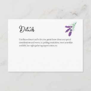 Elegant Lavender Wedding Details Enclosure Card