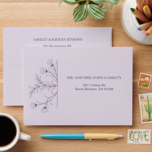 Elegant Lavender Wedding  Envelope (Desk)