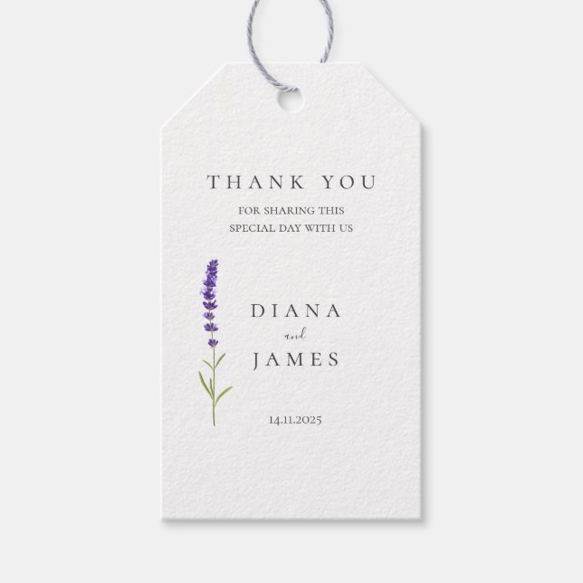 Elegant lavender wedding  gift tags (Front)