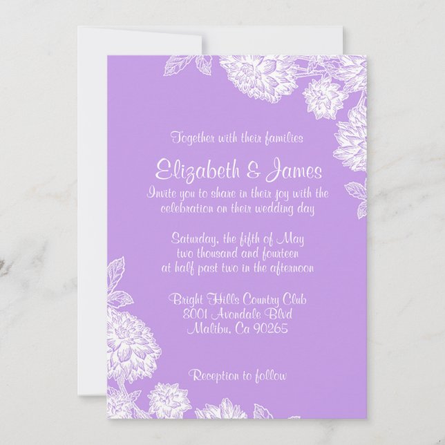 Elegant Lavender Wedding Invitations (Front)