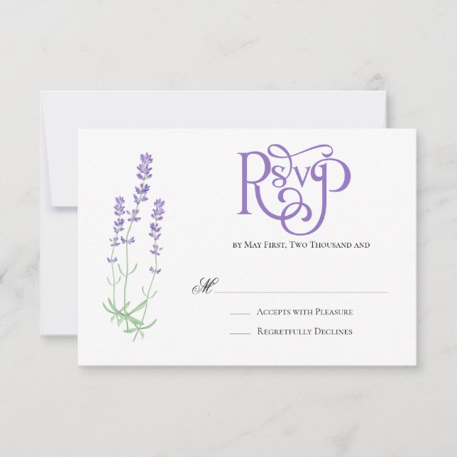 Elegant Lavender Wedding RSVP (Front)