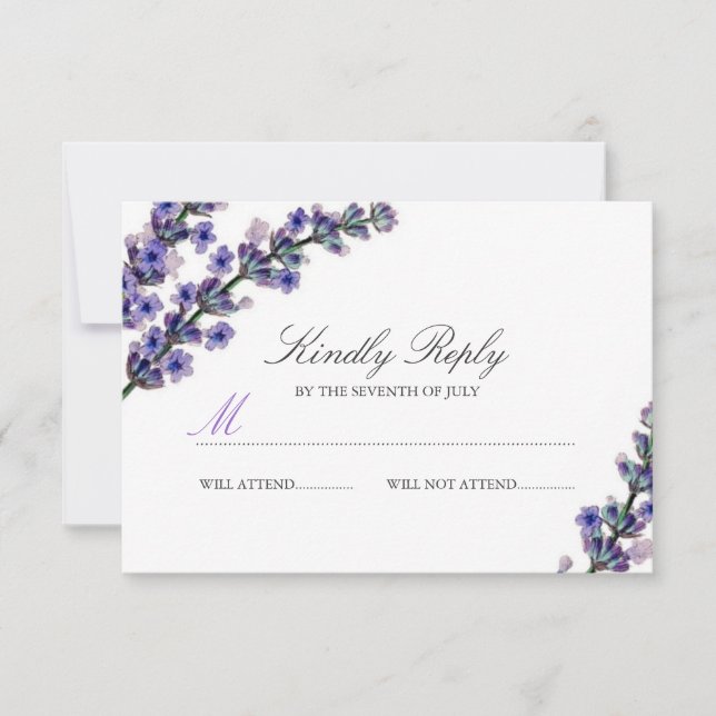 Elegant Lavender Wedding RSVP Card (Front)