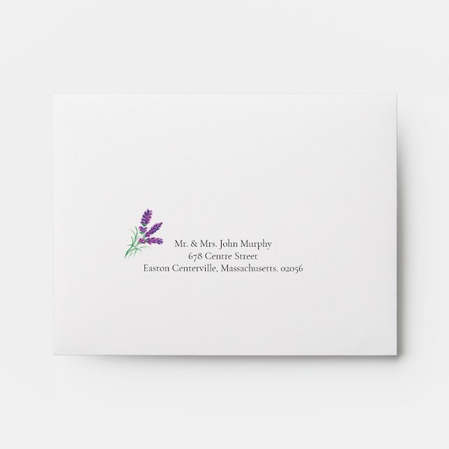 Elegant Lavender Wedding RSVP Envelope Addressed (Front)