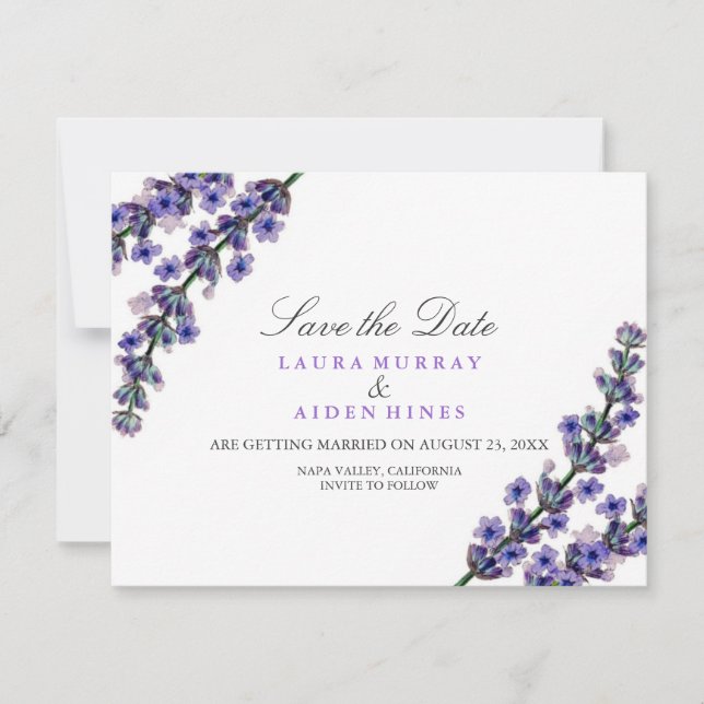 Elegant Lavender Wedding Save The Date (Front)