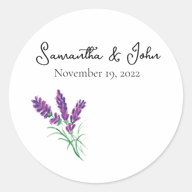 Elegant Lavender Wedding Sticker - Blank (Front)
