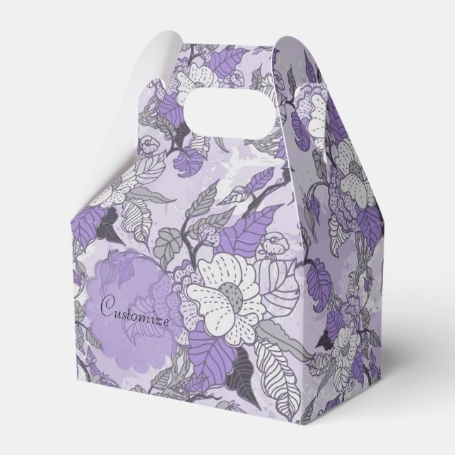 Elegant Lavender & White Floral Gable Favour Box (Front Side)